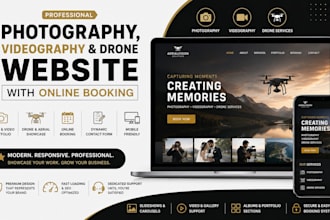 create photography, videography and drone website with online booking