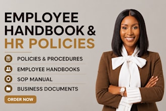 write UK employee handbook, HR policies, job description and sops