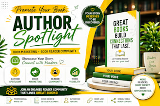 promote book author spotlight , book marketing, book reader community
