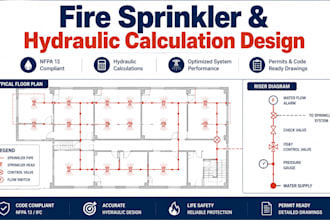 design fire protection and fire sprinkler system with hydraulic calculations