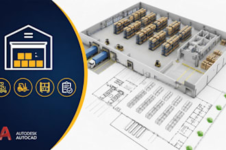 create warehouse layout, racking plan and industrial space planning cad