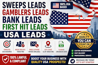 sweeps leads, gamblers leads, bank leads first hit leads, USA leads