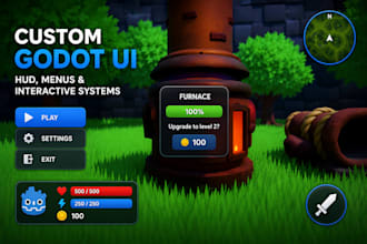 create custom godot game UI, hud, menus and interactive interface systems