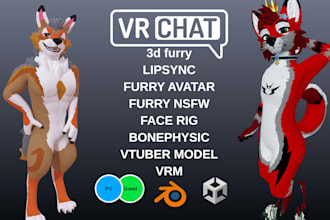 do 3d vrchat avatar furry avatar pc quest vr character nsfw vrchat 3d model