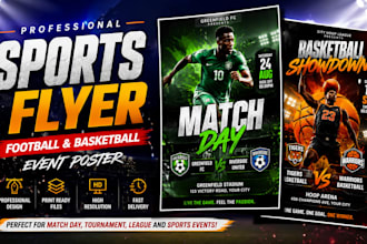 design professional sports flyer, football and basketball event poster