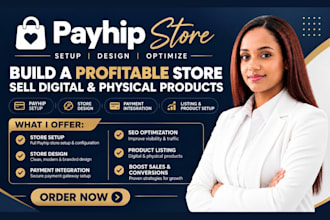design payhip website or setup payhip store to sell digital and physical product