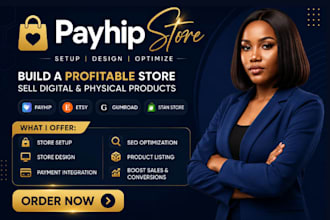 design payhip website or setup payhip store to sell digital and physical product