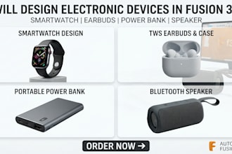 design smartwatch, earbuds power bank speaker in fusion 360 3d cad