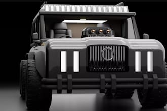 build 3d suv jeep model for game,military truck,stl,glb,car wheel,automotive cad