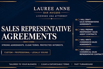prepare a legally binding independent sales agent contract as a US attorney