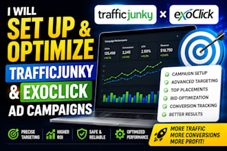 create, set up and optimize traffic junky and exoclick advertising campaigns