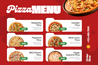 design any food menu and digital menu