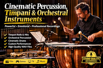 record epic cinematic percussion, timpani, and orchestral instruments