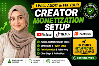 audit and fix your youtube tiktok patreon creator monetization setup