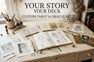 hand draw tarot card design, oracle spiritual card art, print ready tarot deck