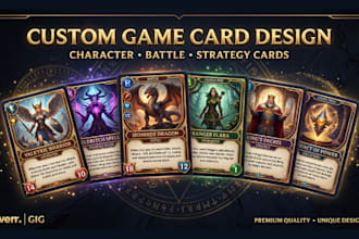 design custom game cards, character cards and card deck