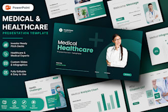 design medical investor pitch deck, healthcare powerpoint presentation template