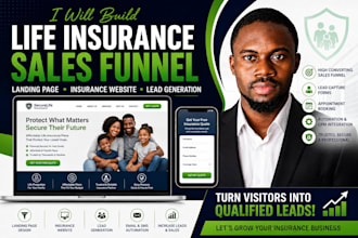 build life insurance sales funnel landing page and insurance website