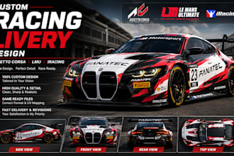 design a custom car livery for assetto corsa, lmu, and iracing