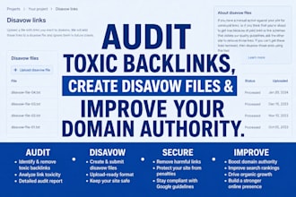 audit toxic backlinks, create disavow files and improve your domain authority