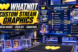 design custom whatnot break boards, overlays and stream graphics