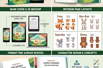 create a cute children animal coloring book