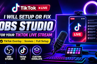 set up and fix obs studio for tiktok live stream, tiktok overlay