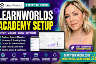 setup or migrate your learnworlds academy, homepage, courses and sales funnels