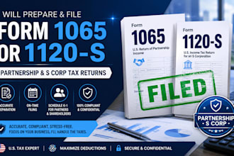 prepare and file us form 1065 or 1120 s partnership and s corp tax returns