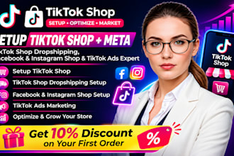 setup tik tok shop dropshipping, facebook instagram shop, tiktok ads marketing