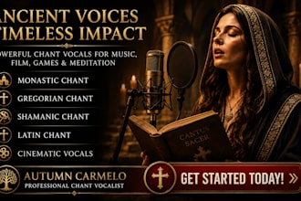 create monastic chant, gregorian chant, shamanic chant, latin chant, cinematic