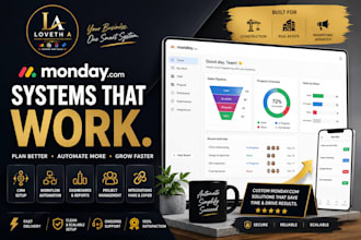 setup monday CRM, workflow automation, dashboard and project management