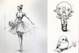 design a professional pencil draw and pencil sketch