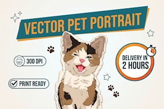 create adorable vector pet portrait for custom gifts