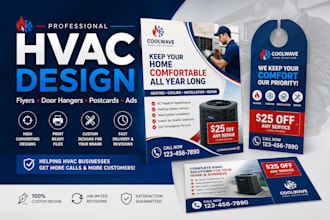 hvac flyers, door hangers, postcards, and ads for your hvac business