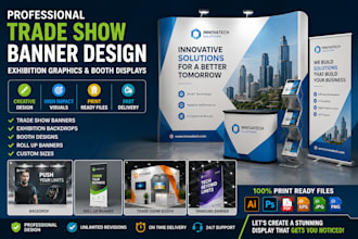 design professional trade show banners, exhibition graphics and booth displays