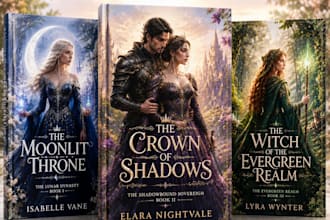 design epic fantasy book cover, scifi, romantasy, litrpg, cozy fantasy