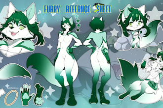 draw nsfw sfw furry character reference sheet fursona anthro oc ref sheet design