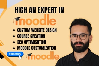 setup moodle lms, customize moodle and build elearning website and online course