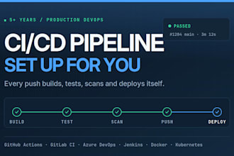 setup ci cd pipeline with github actions, gitlab or azure devops