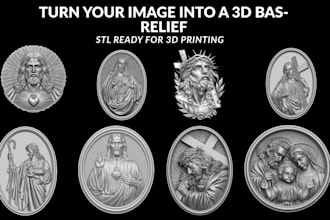 sculpt 3d printable bas relief medallion, coin portrait cnc carving stl 3d print