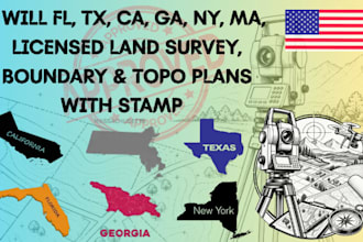 fl tx ca ga ny ma licensed land survey boundary and topo plans with stamp