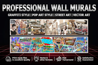 design professional wall murals for restaurants and cafes
