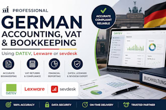 do german accounting, vat and bookkeeping using datev, lexware or sevdesk