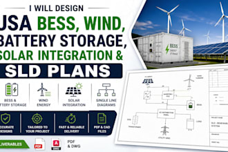design USA bess, wind, battery storage, solar integration and sld plans