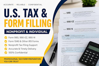 prepare 990, 990 ez, 990 n and individual tax forms