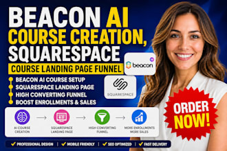 setup beacon ai course, squarespace course landing page, lead generation funnel