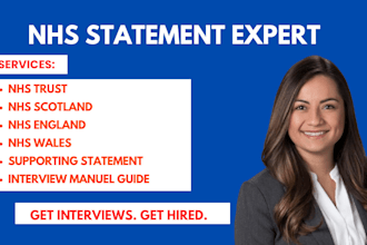 write nhs supporting statement and interview prep to get hired