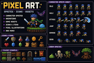 create custom pixel art, pixel characters, sprites