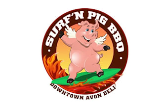 design bbq restaurant surf food business logo